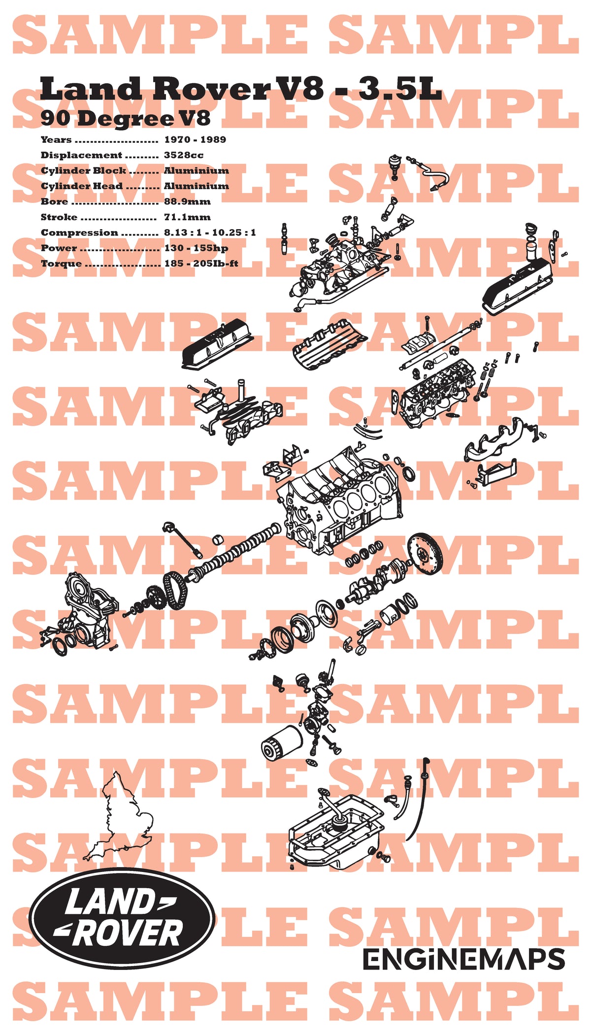 Exploded View Rover Land Rover 3.5L Exploded View Banner – EngineMaps