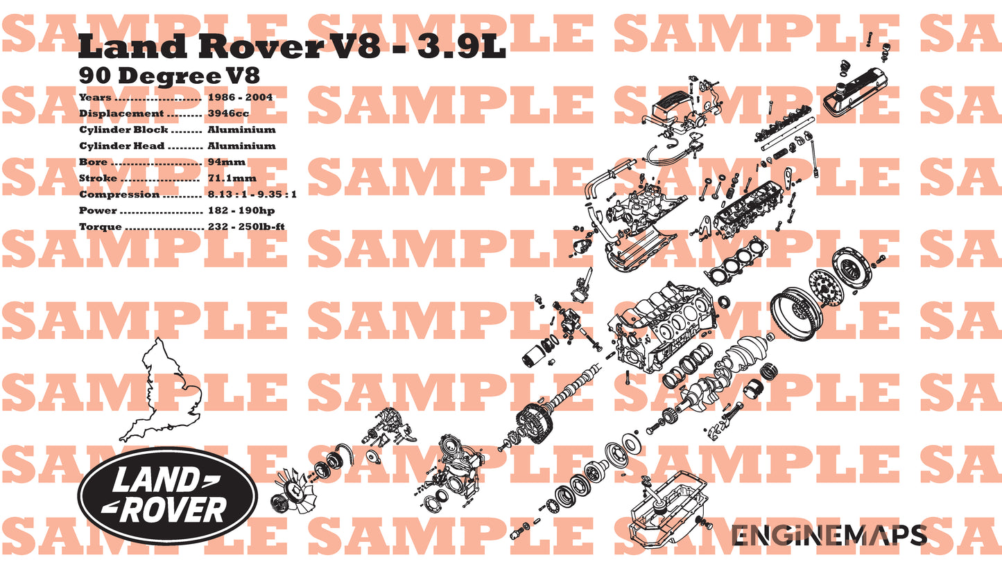 Land Rover 3.9L Exploded View Banner – EngineMaps