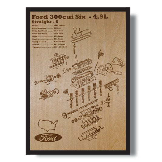 Ford 300cui 4.9L exploded view poster