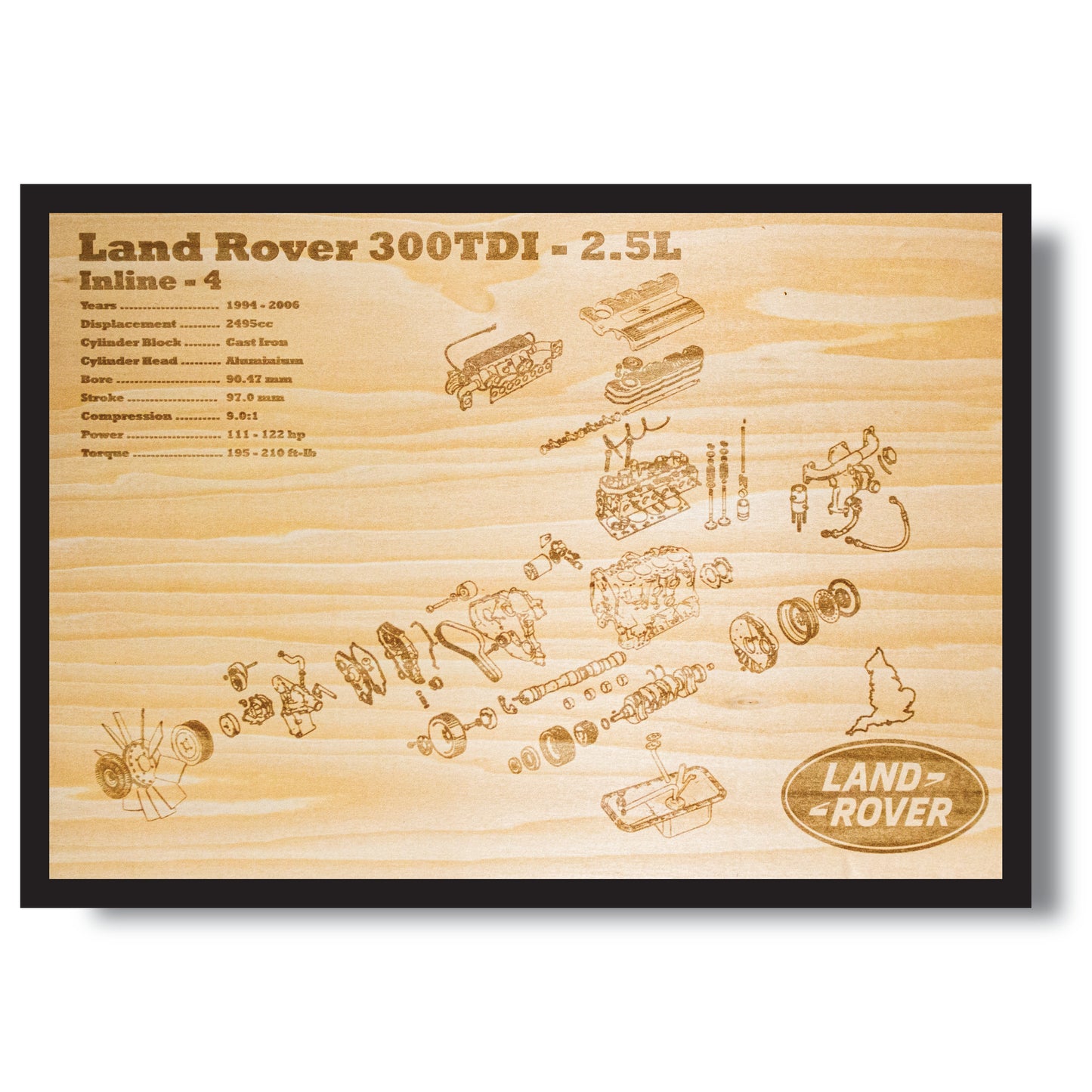 Land Rover 300TDi 2.5L Exploded view poster