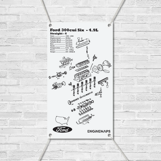 Ford 300cui Straight six 4.9L exploded view banner
