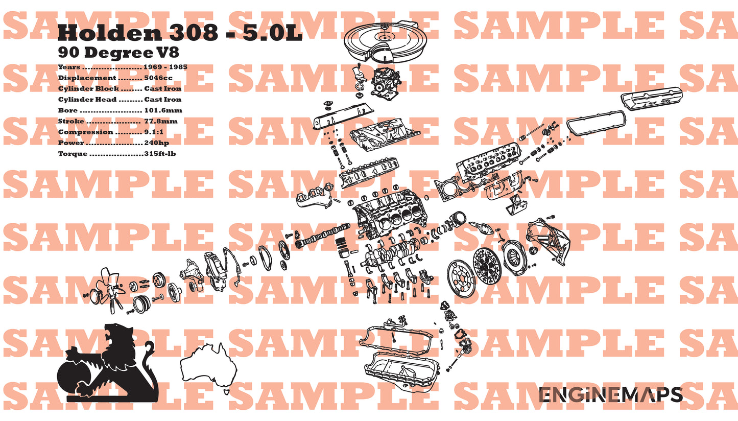 Holden 308 5.0L Exploded View Banner