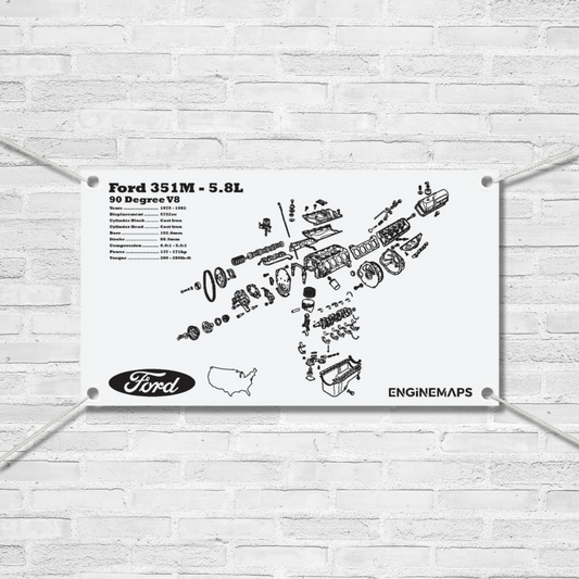 Ford 351M 5.8L Exploded View Banner
