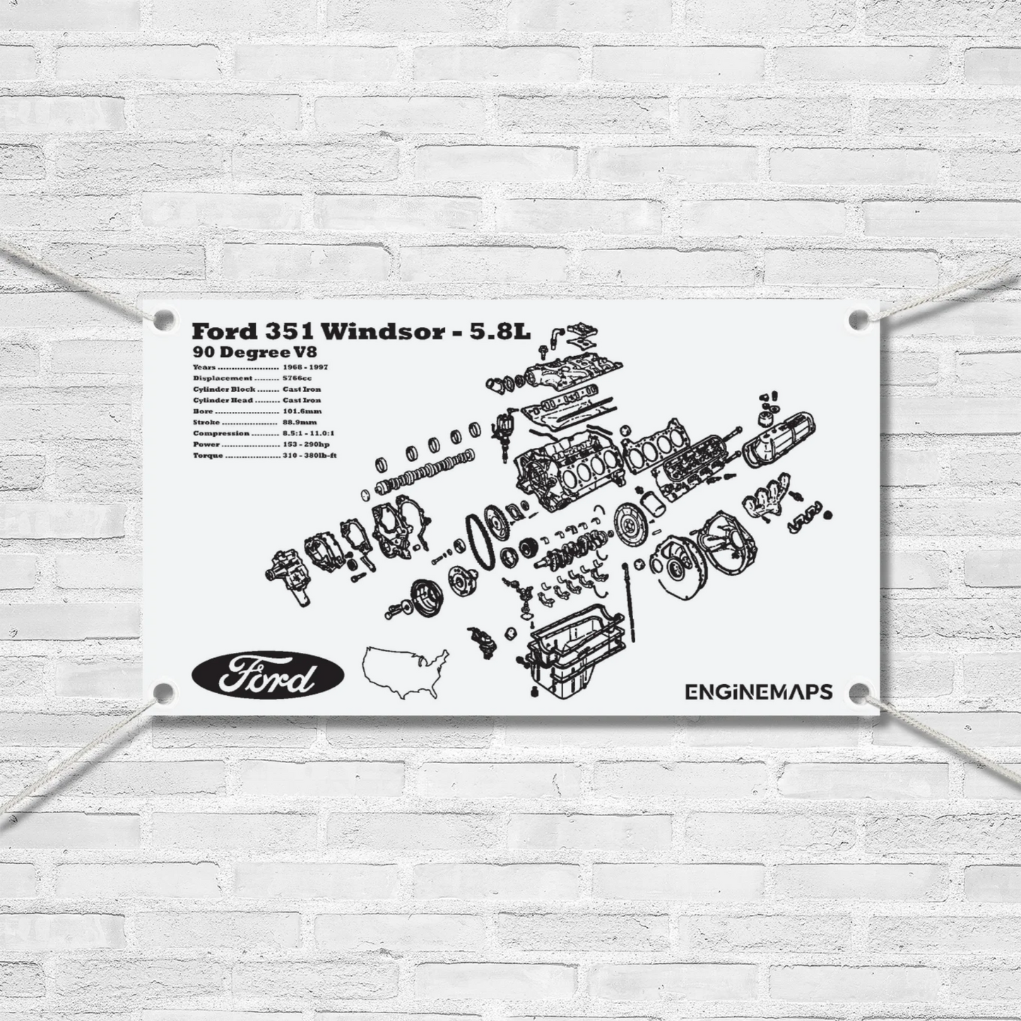 Ford Windsor 351 5.8L Exploded View Banner
