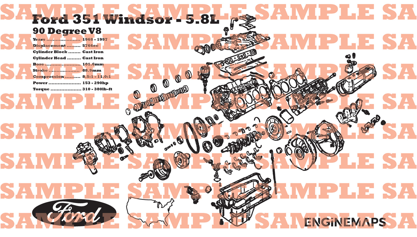 Ford Windsor 351 5.8L Exploded View Banner