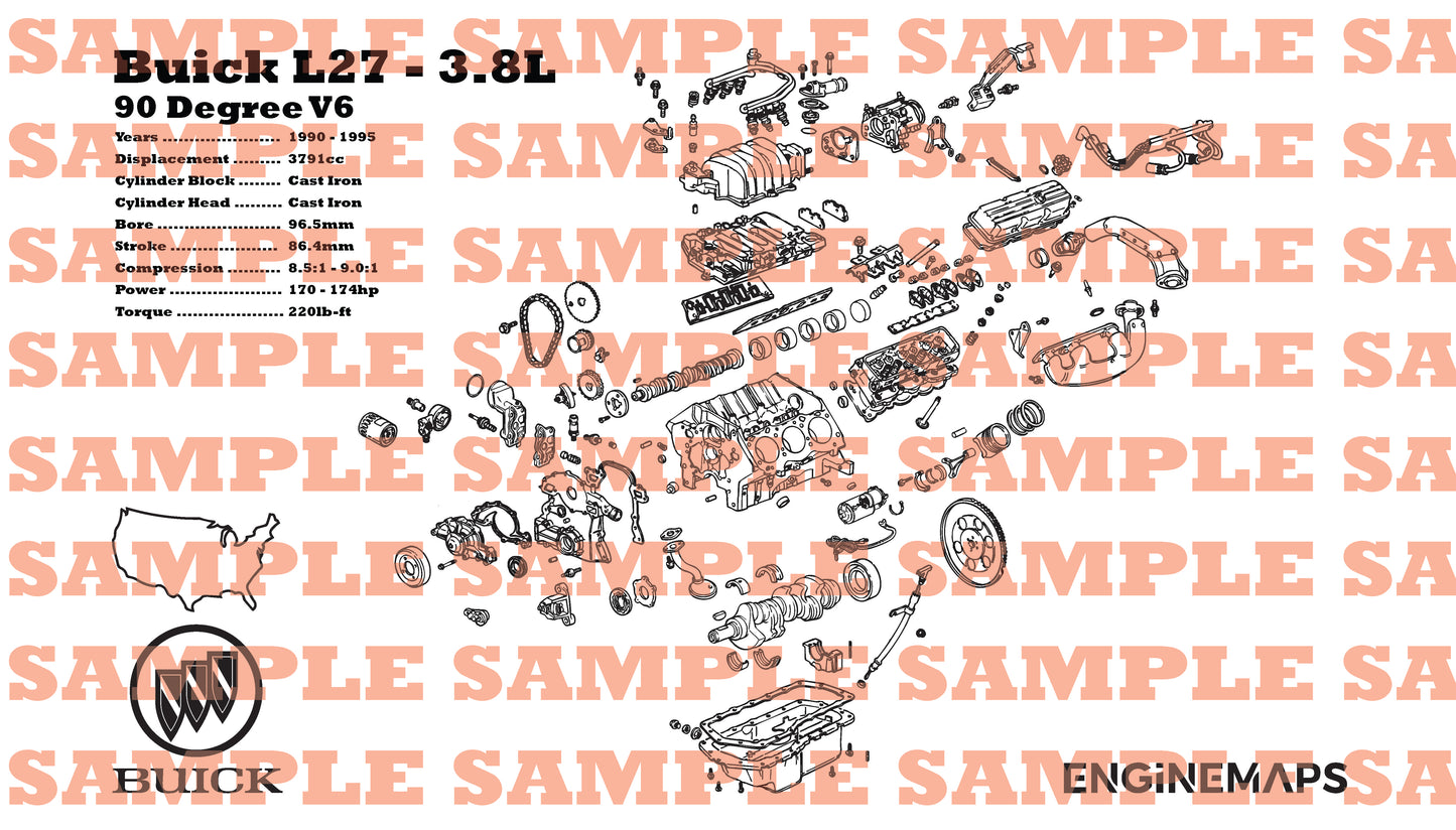 Buick 3800 L27 3.8L Exploded View Banner