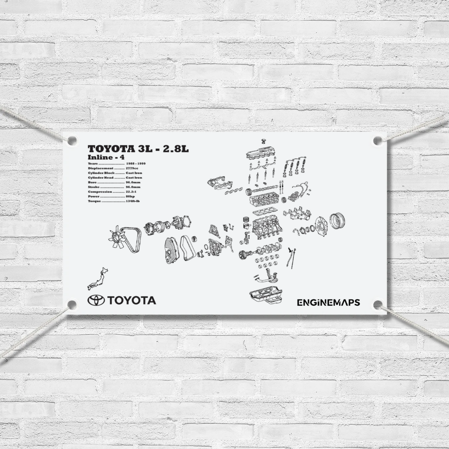 Toyota 3L 2.8L Exploded View Banner