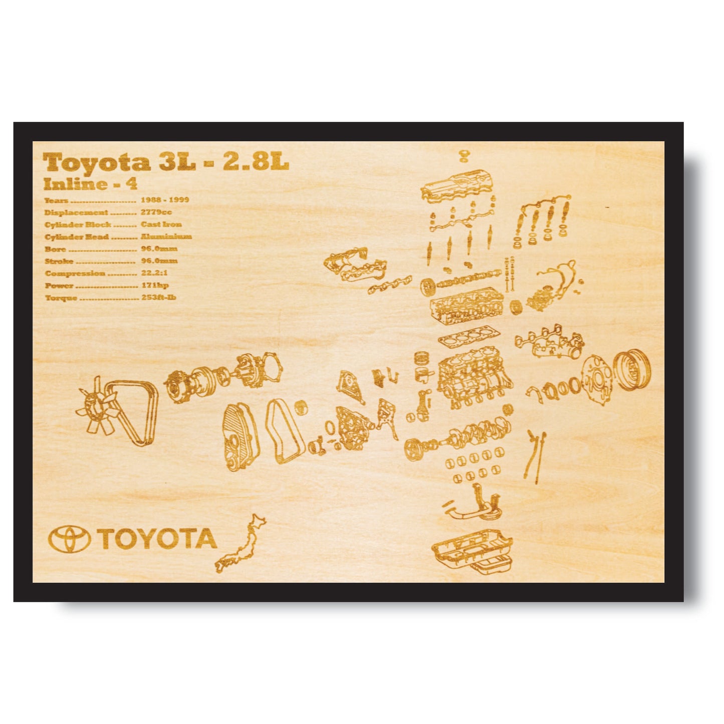 Toyota 3L 2.8L exploded view poster