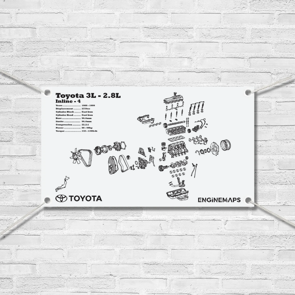 Toyota 3L 2.8L Exploded View Banner – EngineMaps