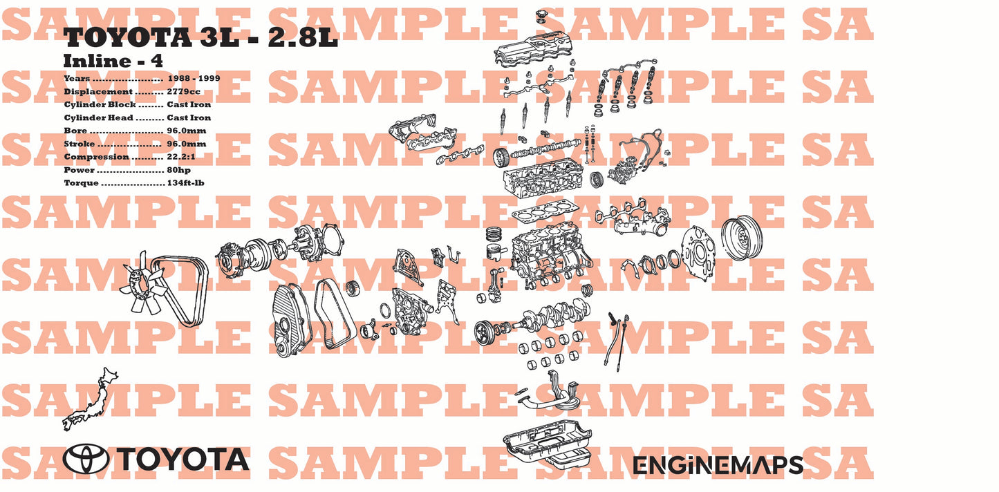 Toyota 3L 2.8L Exploded View Banner