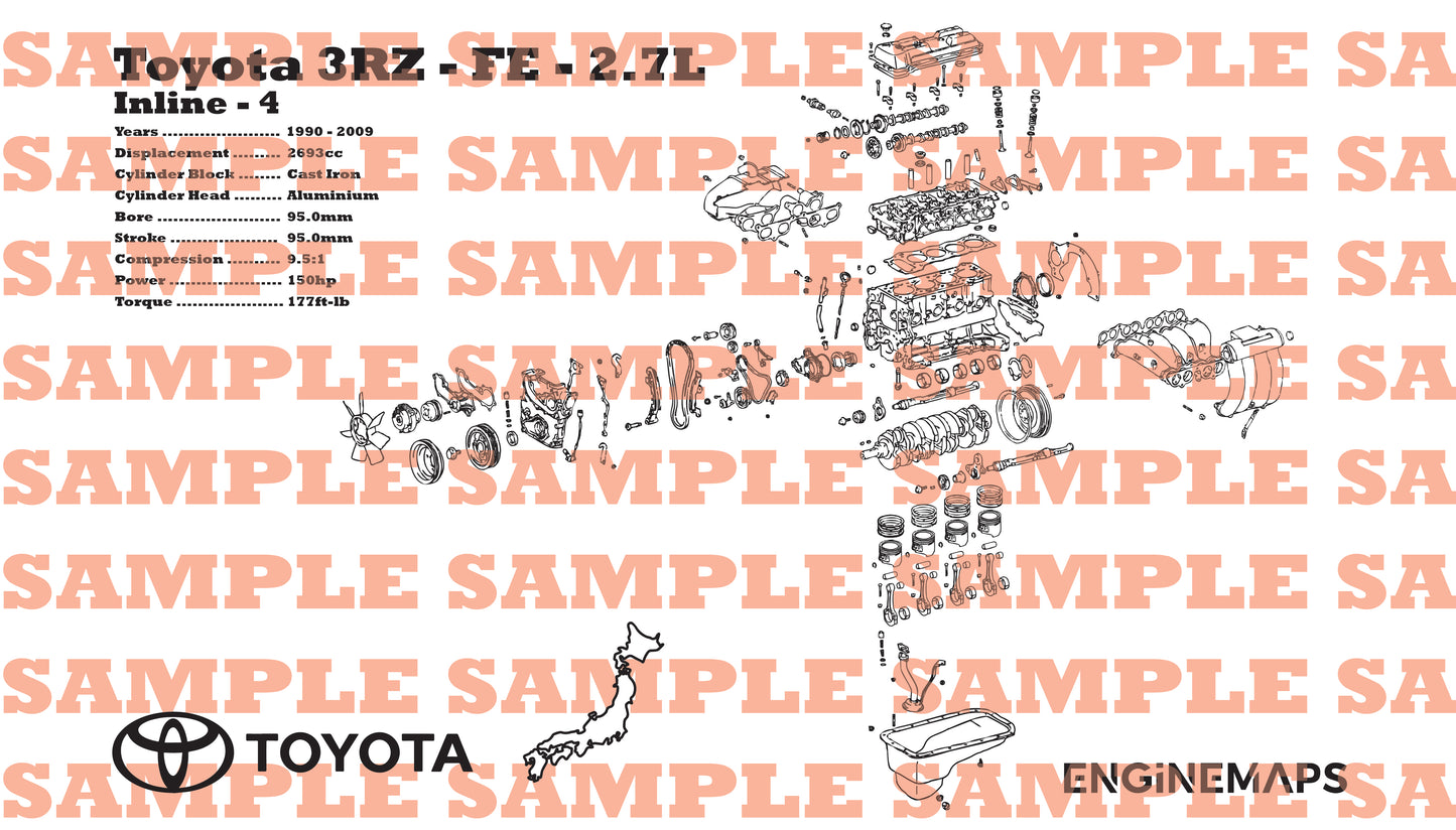 Toyota 3RZ-FE 2.7L Exploded View Banner