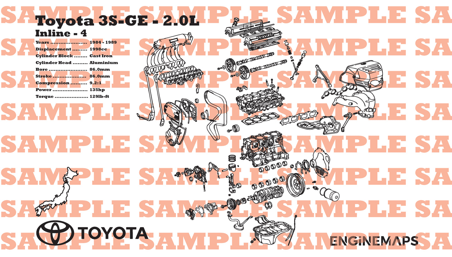 Toyota 3S-GE [1st Gen] 2.0L Exploded View Banner