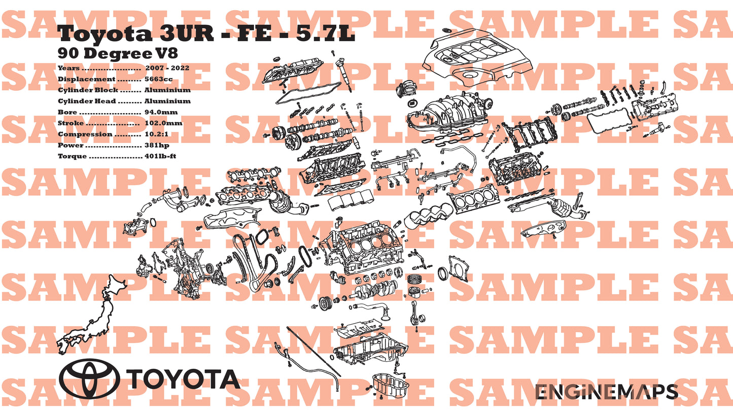 Toyota 3UR-FE 5.7L Exploded View Banner