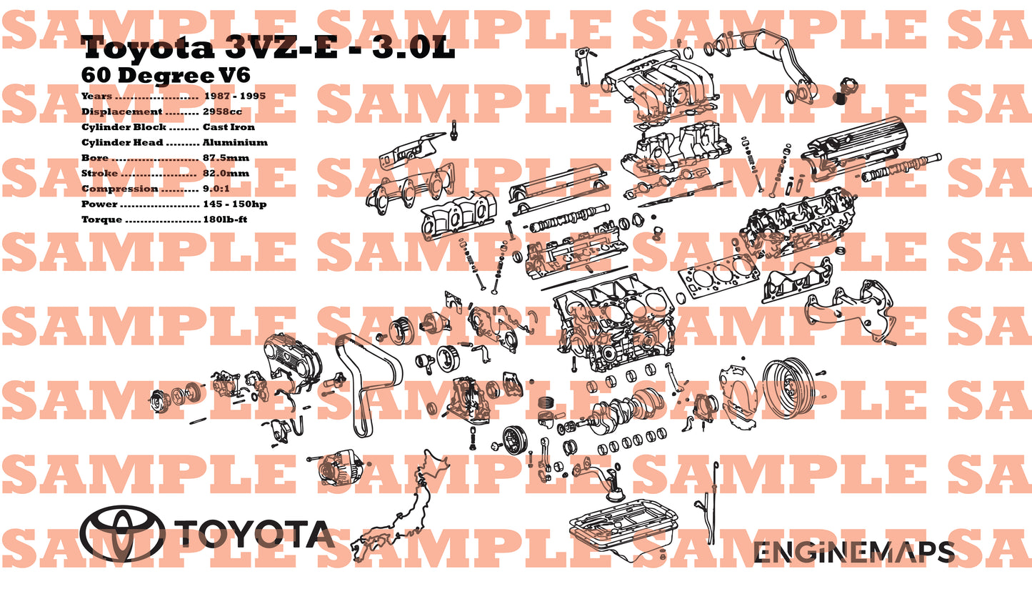 Toyota 3VZ-E 3.0L Exploded View Banner