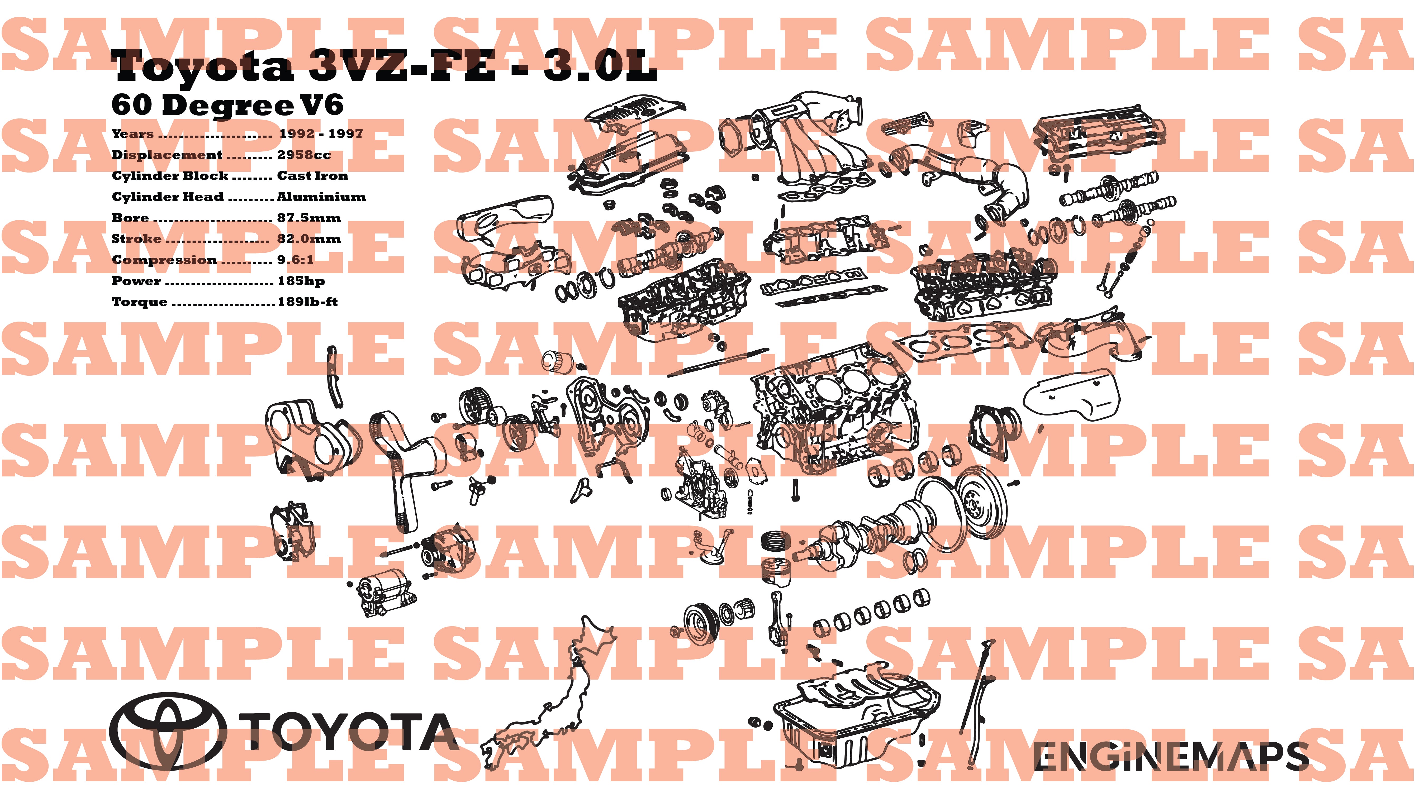  ページ Toyota 3VZ-FE 3.0L Exploded View Banner – EngineMaps
