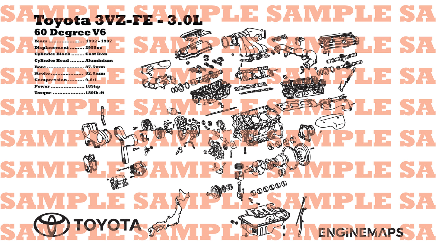 Toyota 3VZ-FE 3.0L Exploded View Banner