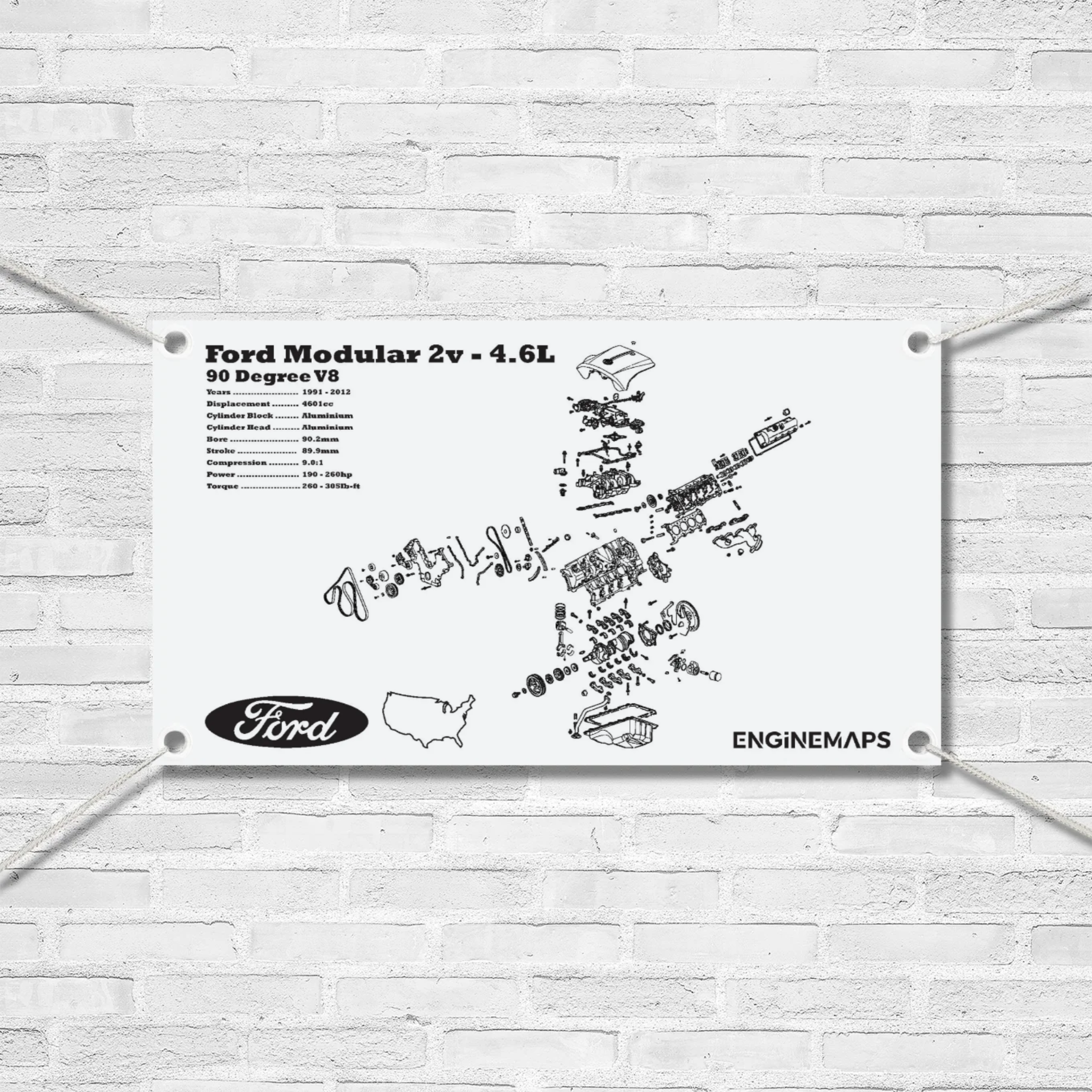 Ford Modular 2v 4.6L Exploded View Banner – EngineMaps