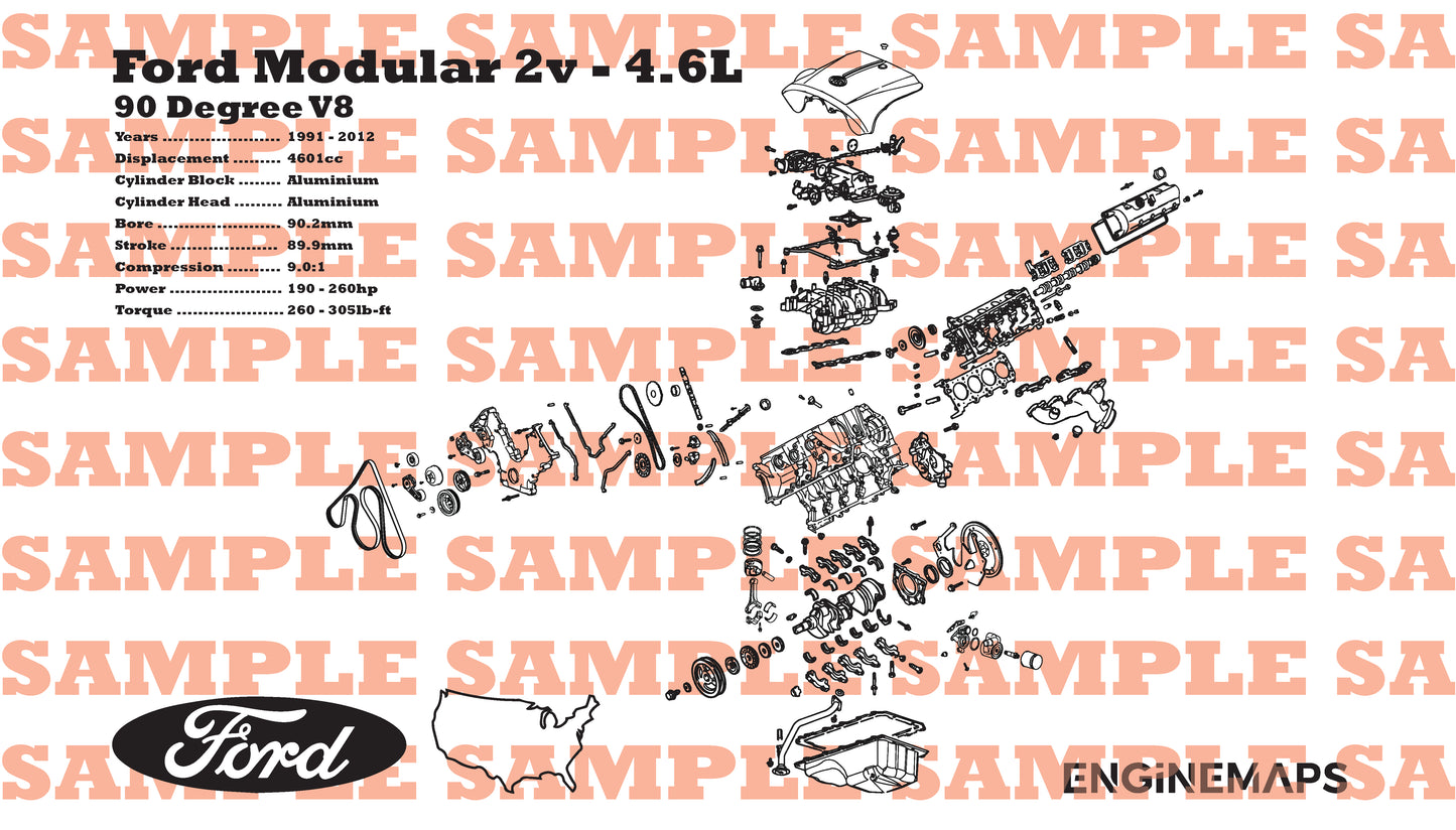 Ford Modular 2v 4.6L Exploded View Banner