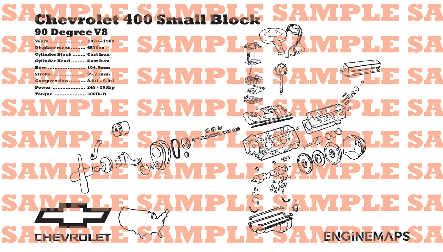Chevrolet 400 small block 6.6L exploded view banner