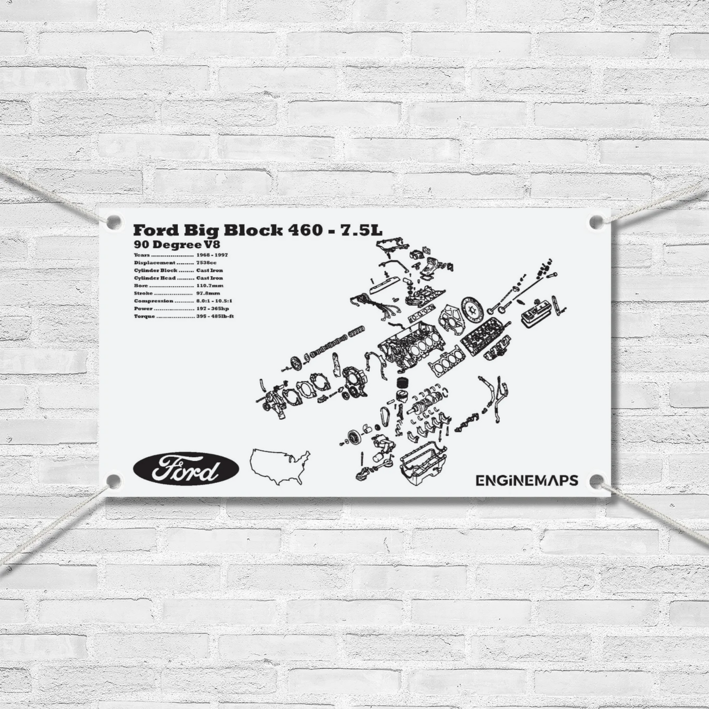 Ford 460 Big Block 7.5L Exploded View Banner