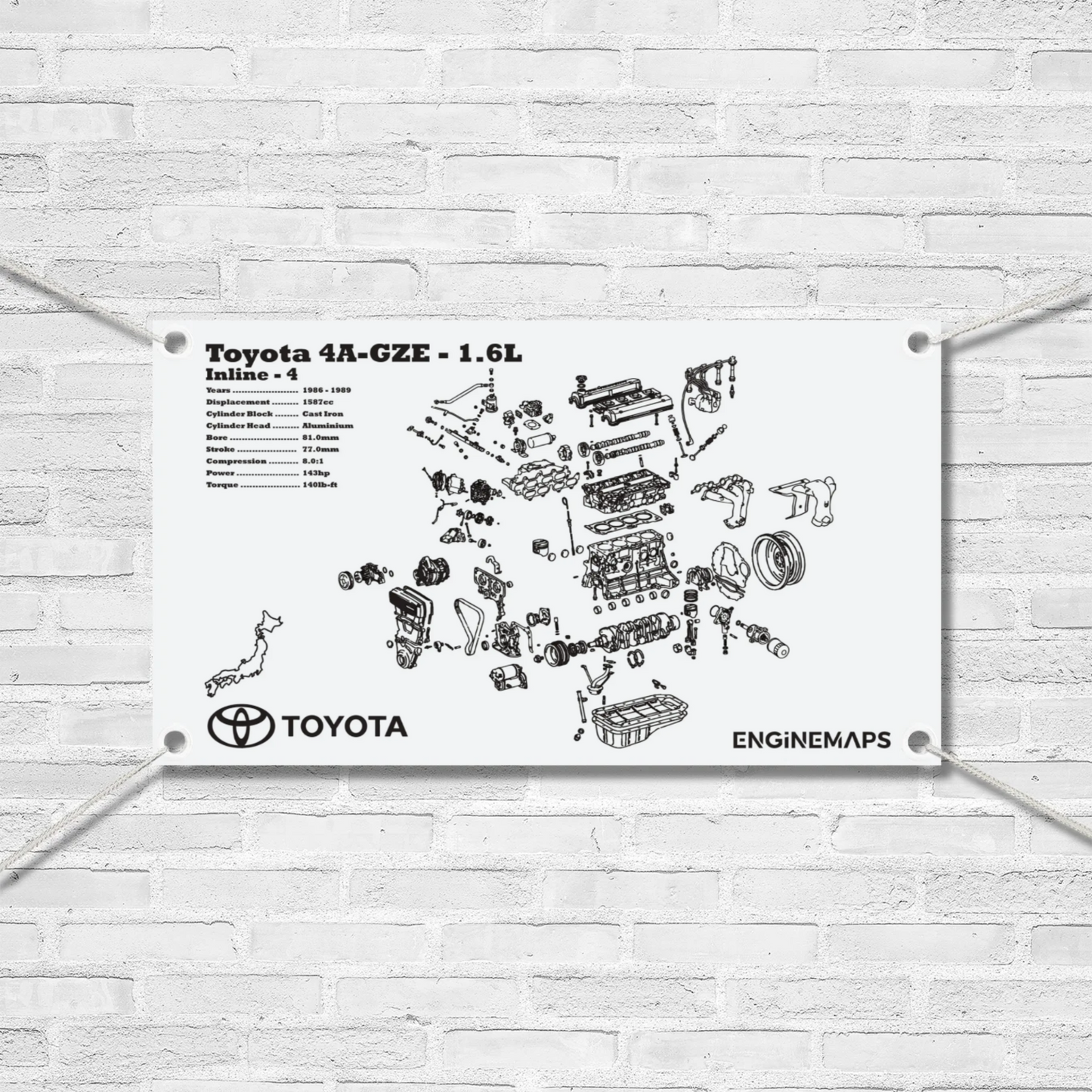 Toyota 4A-GZE 1.6L Exploded View Banner