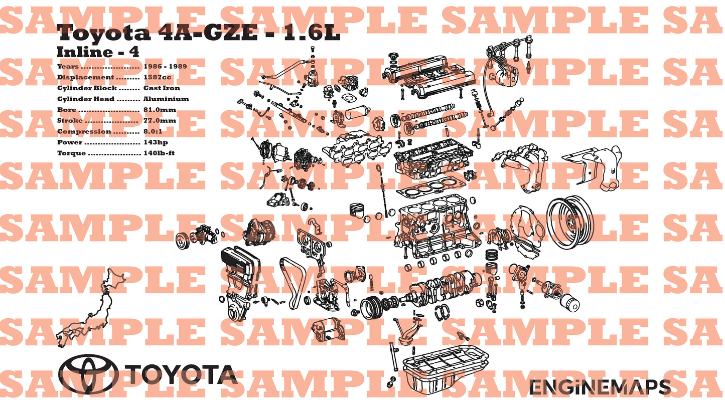 Toyota 4A-GZE 1.6L Exploded View Banner