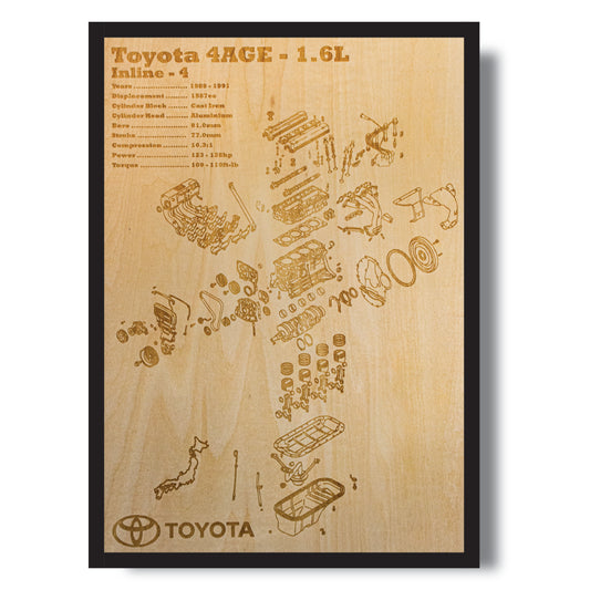 Toyota 4AGE 1.6L [16 Valve, Small Port] Exploded View Poster