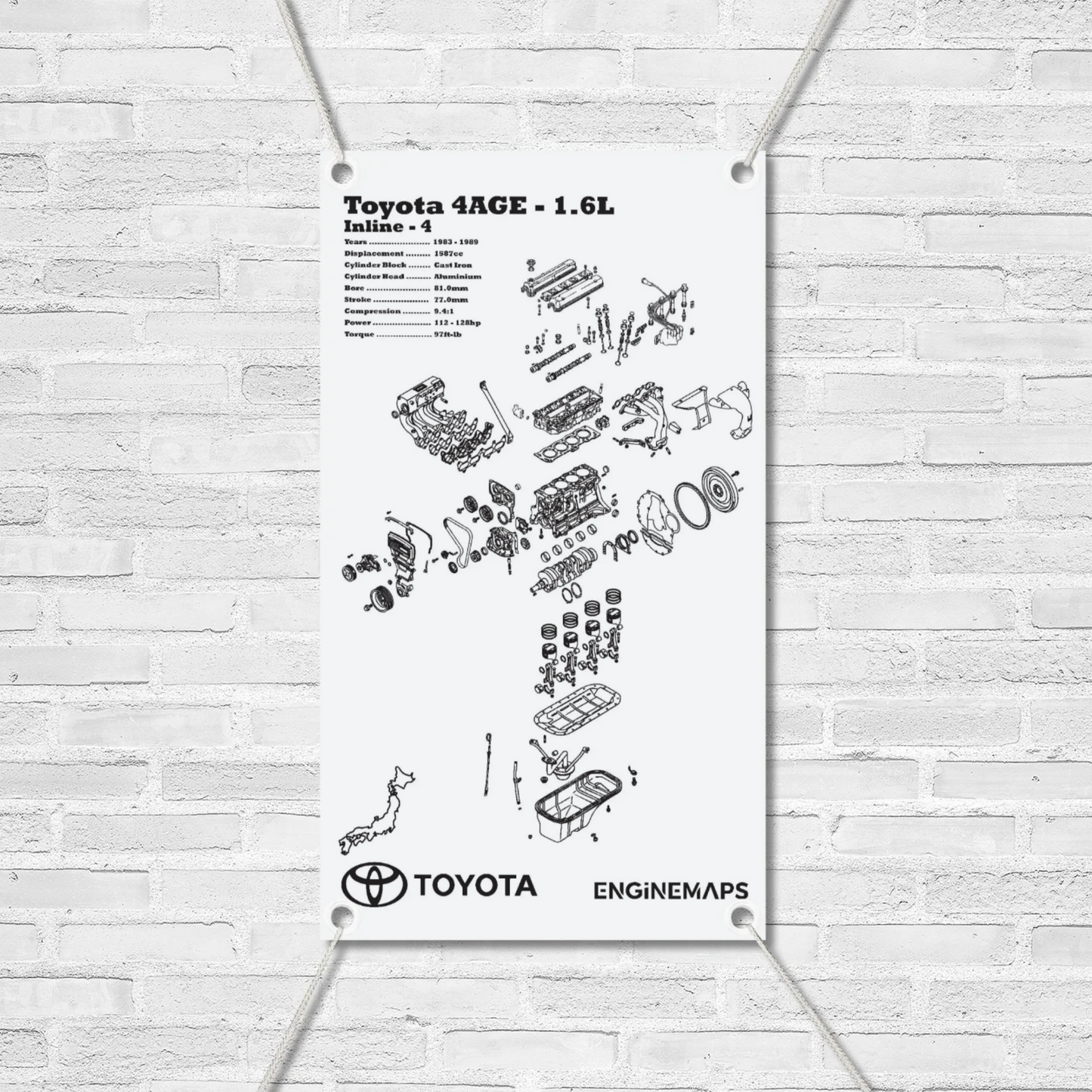 Toyota 4AGE 1.6L [16 Valve, Big Port] Exploded View Banner
