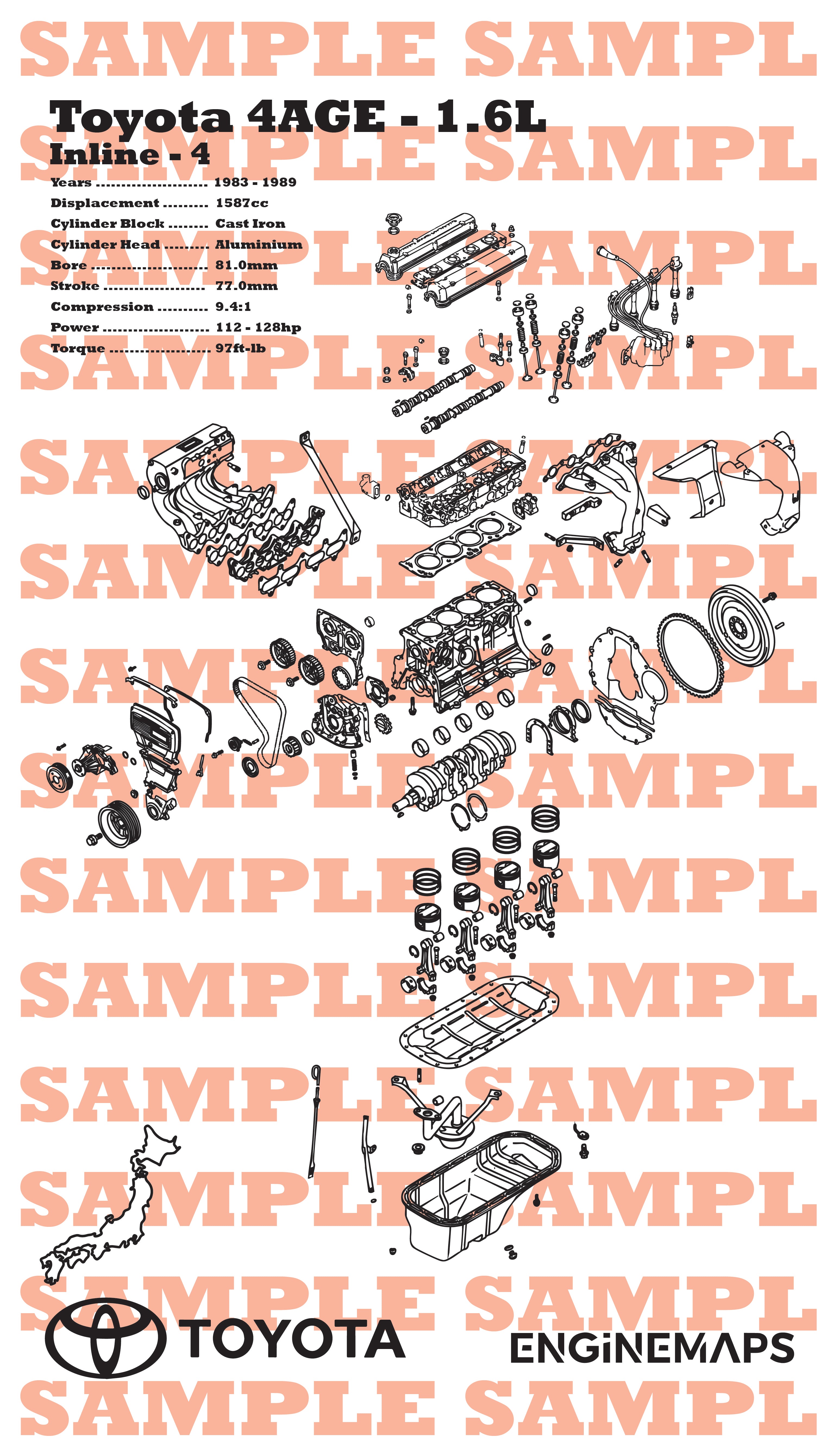 Toyota 4AGE 1.6L [16 Valve, Big Port] Exploded View Banner