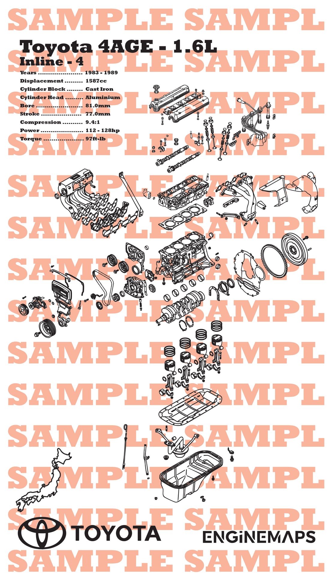 Toyota 4AGE 1.6L [16 Valve, Big Port] Exploded View Banner – EngineMaps