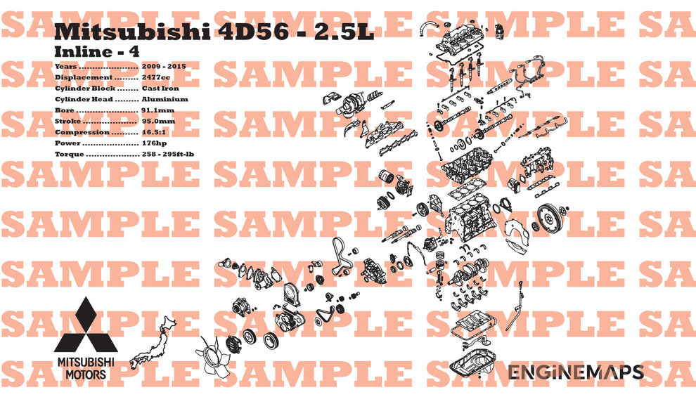 Mitsubishi 4D56 2.5L Exploded View Banner – EngineMaps