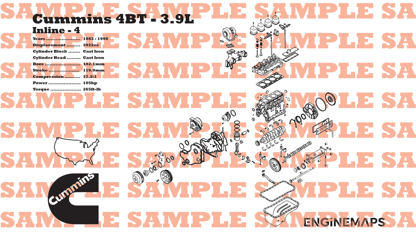 Cummins 4BT 3.9L Exploded View Banner