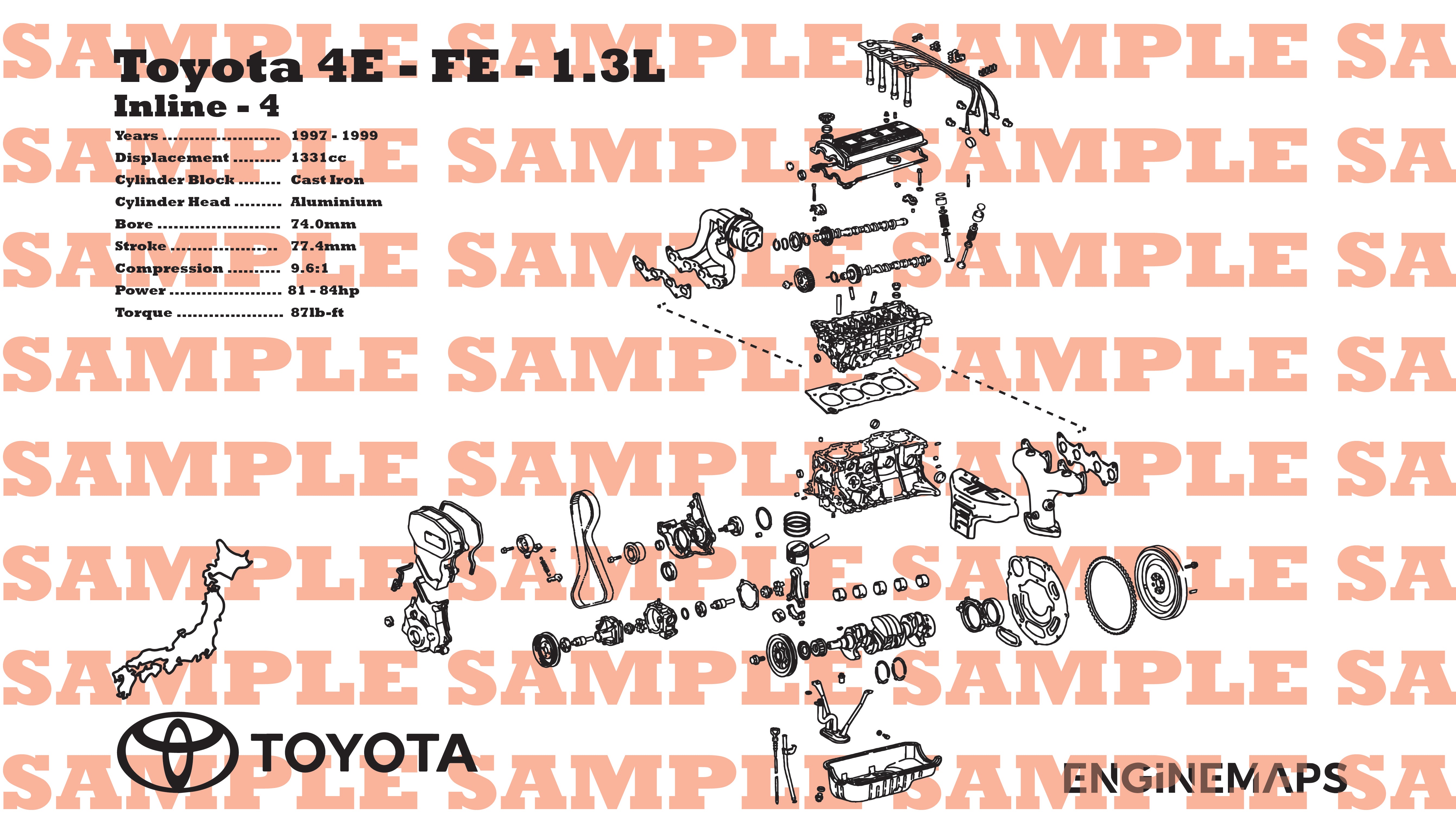 Toyota 4E-FE 1.3L [3rd Gen] Exploded View Banner – EngineMaps