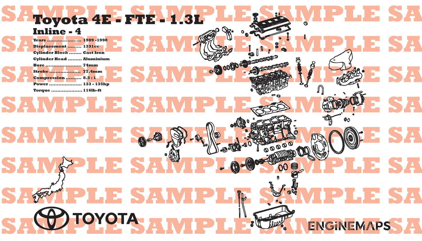 Toyota 4E-FTE 1.3L Exploded View Banner