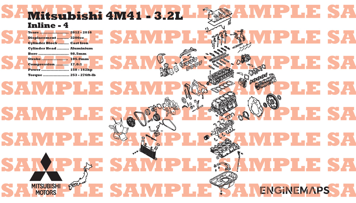 4m41 Mitsubishi 4M41 3.2L Exploded View Banner – EngineMaps