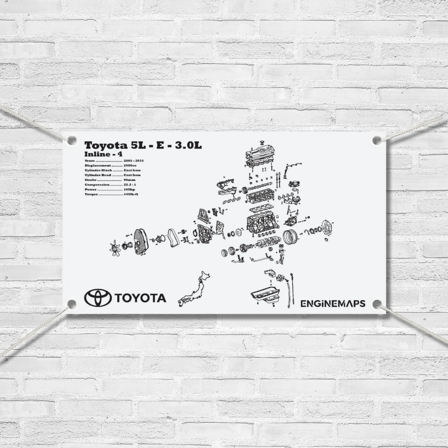 Toyota 5L-E 3.0L Exploded View Banner