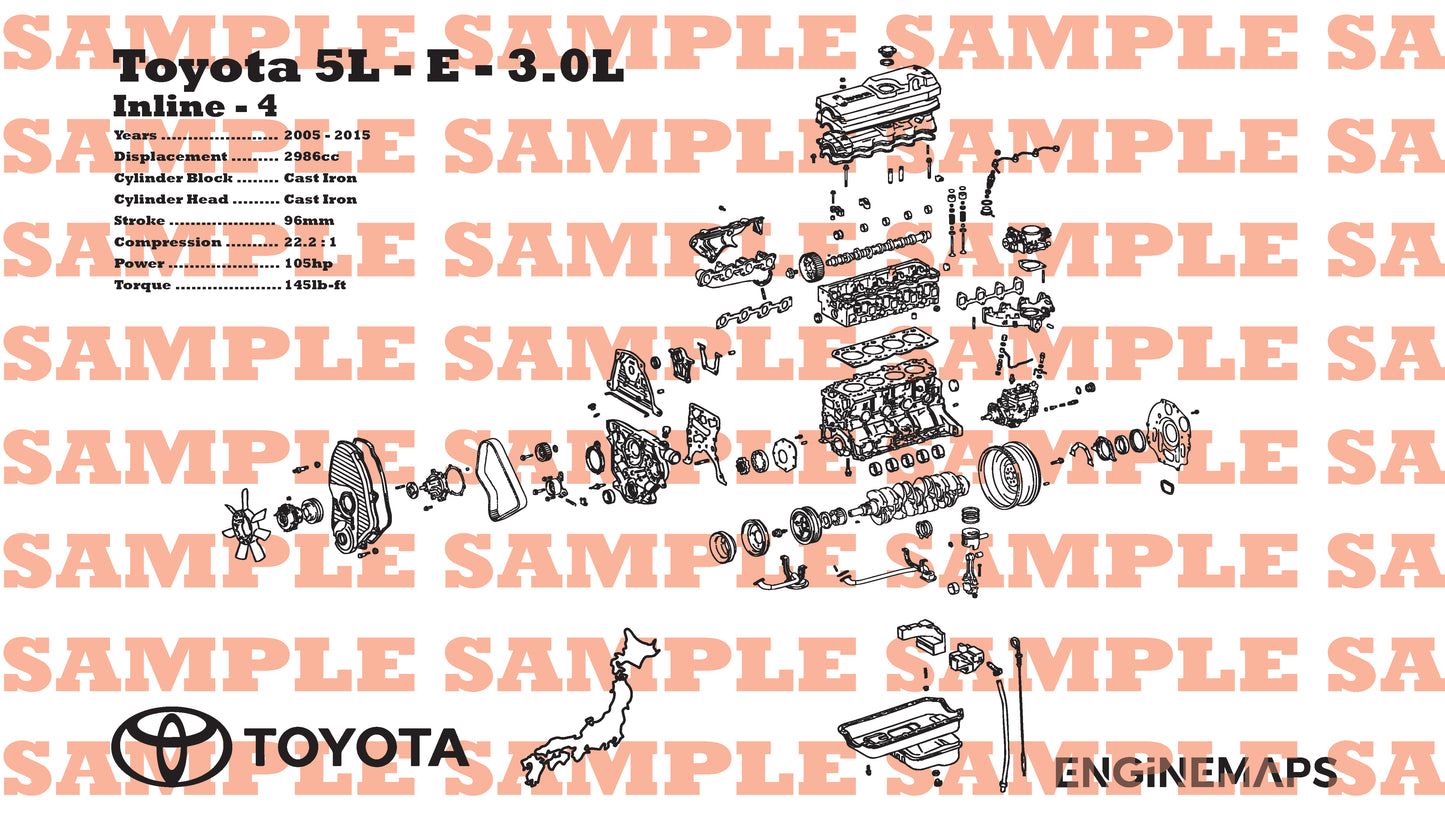 Toyota 5L-E 3.0L Exploded View Banner