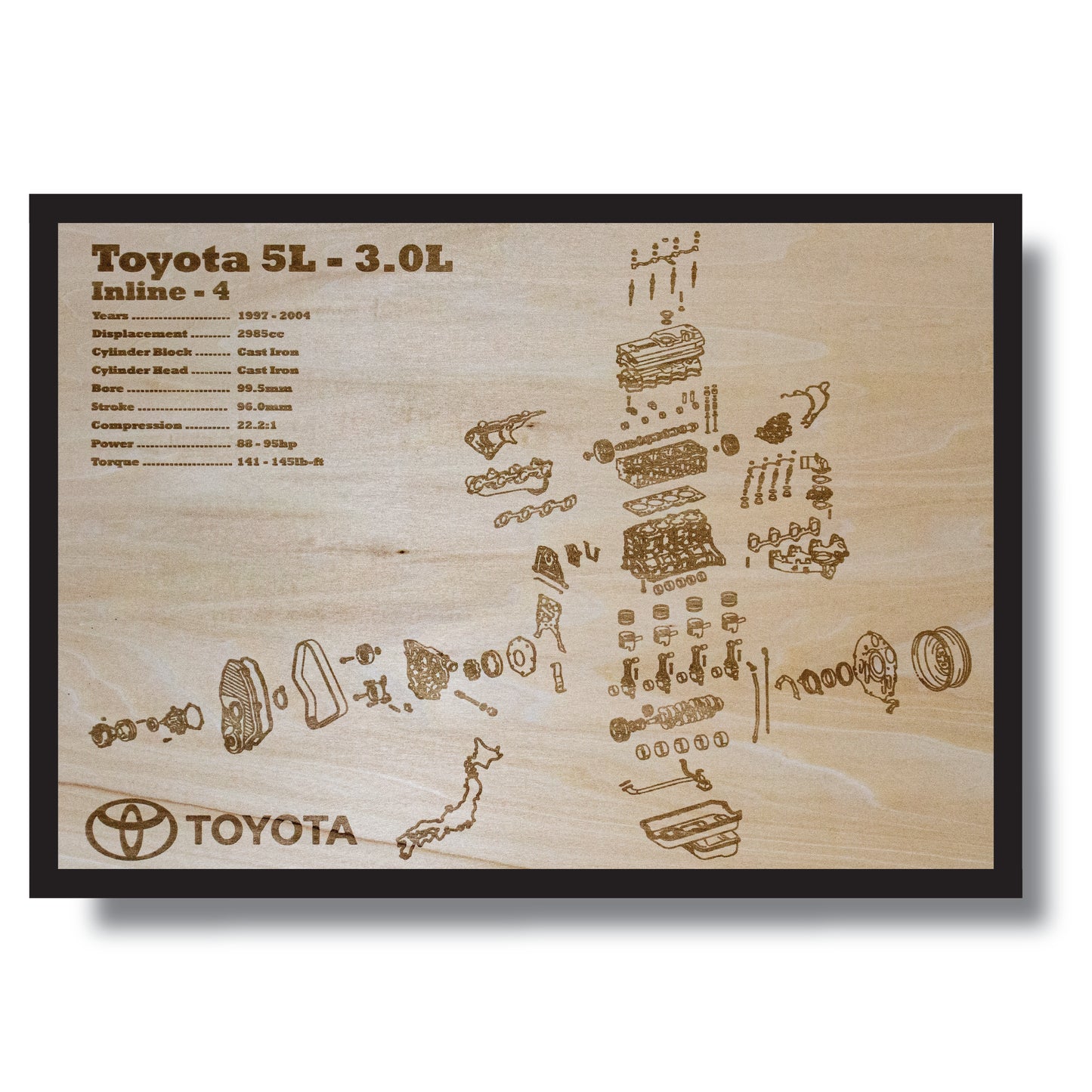 Toyota 5L 3.0L Exploded View Poster