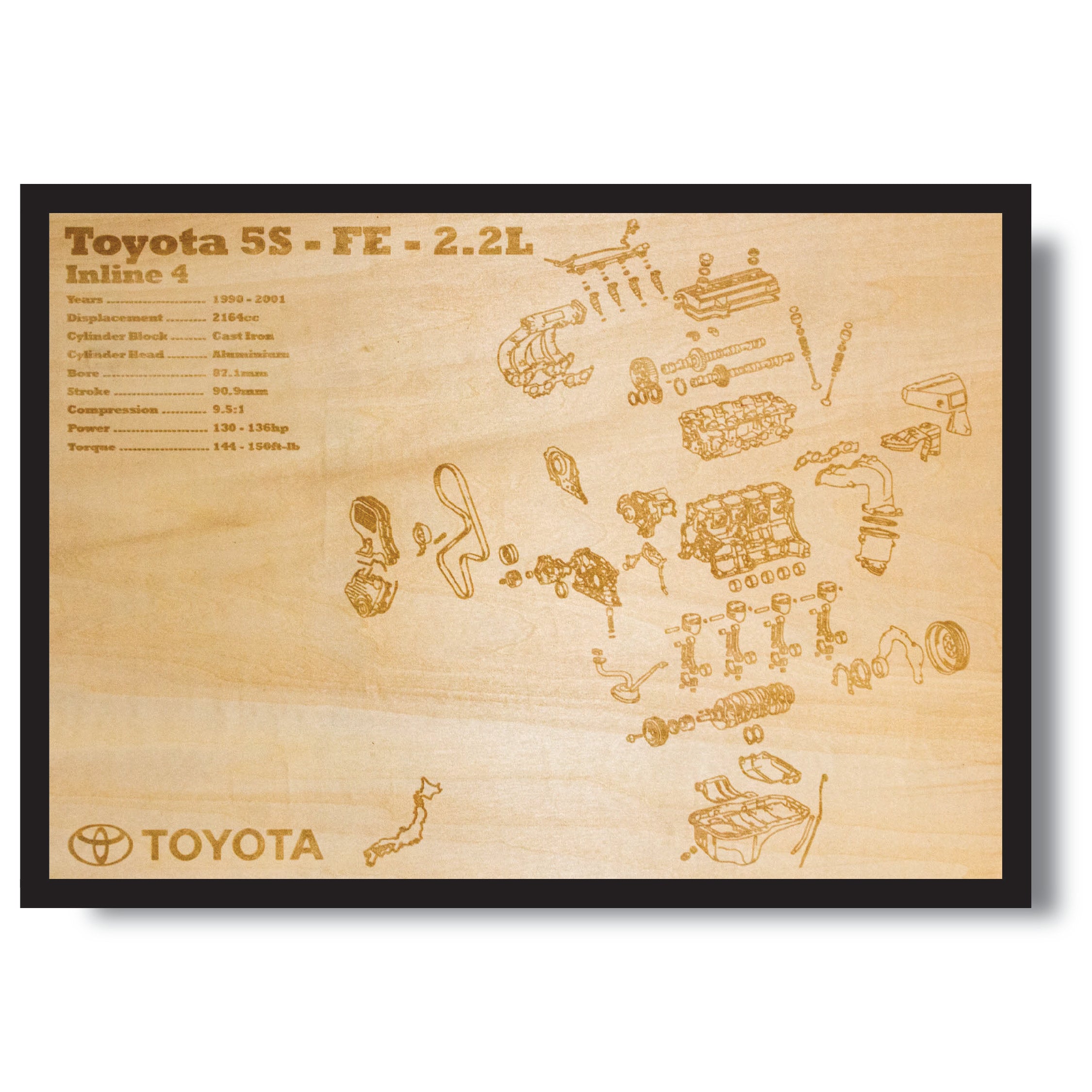 5fs Engine Block Toyota 5S-FE 2.2L Exploded View Poster – EngineMaps