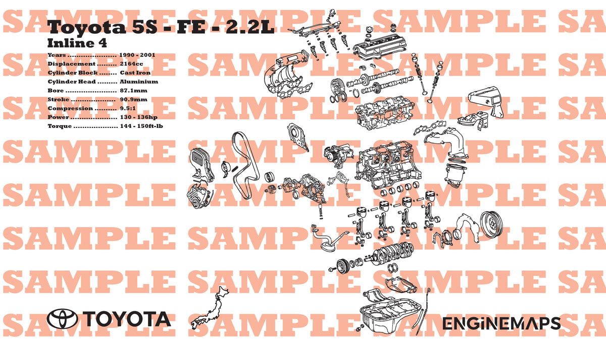 5fs Engine Block Toyota 5S-FE 2.2L Exploded View Banner – EngineMaps