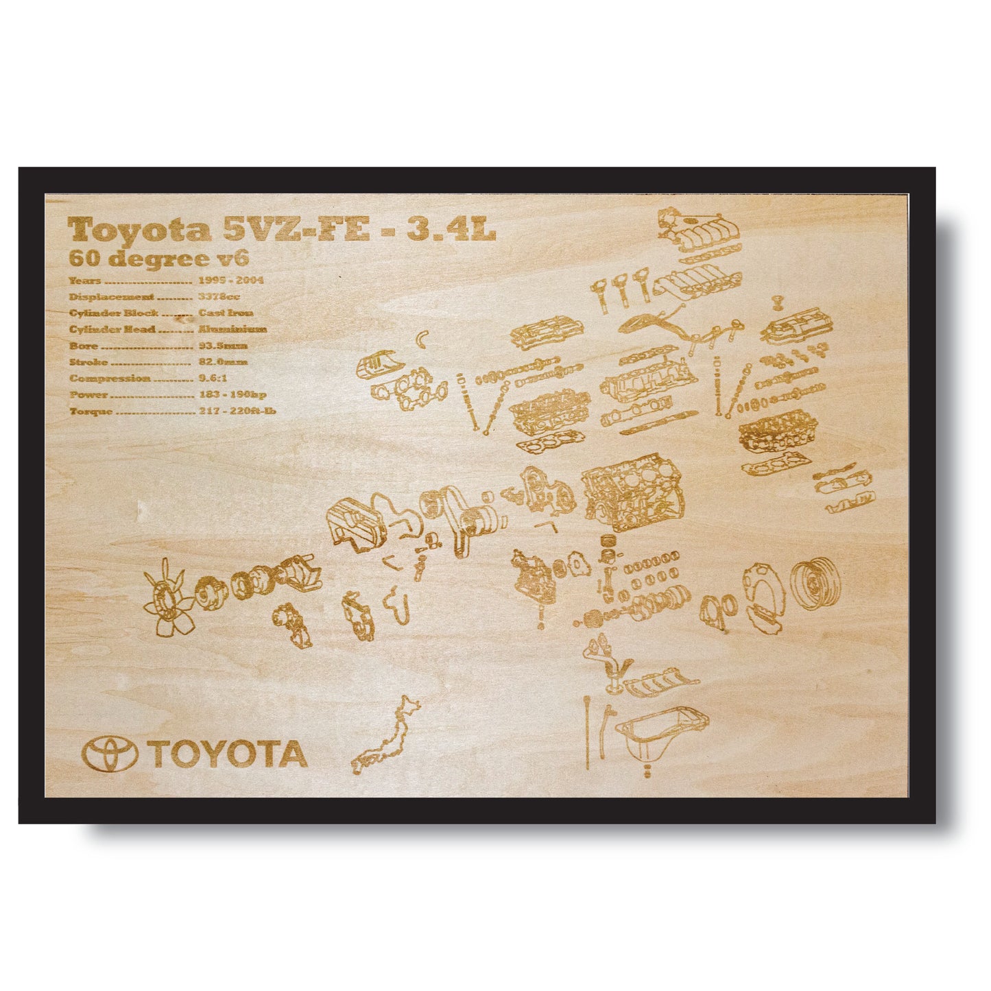 Toyota 5VZ-FE 3.4L Exploded View Poster