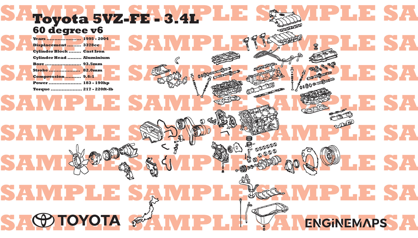 5vz Toyota 5VZ-FE 3.4L Exploded View Banner – EngineMaps