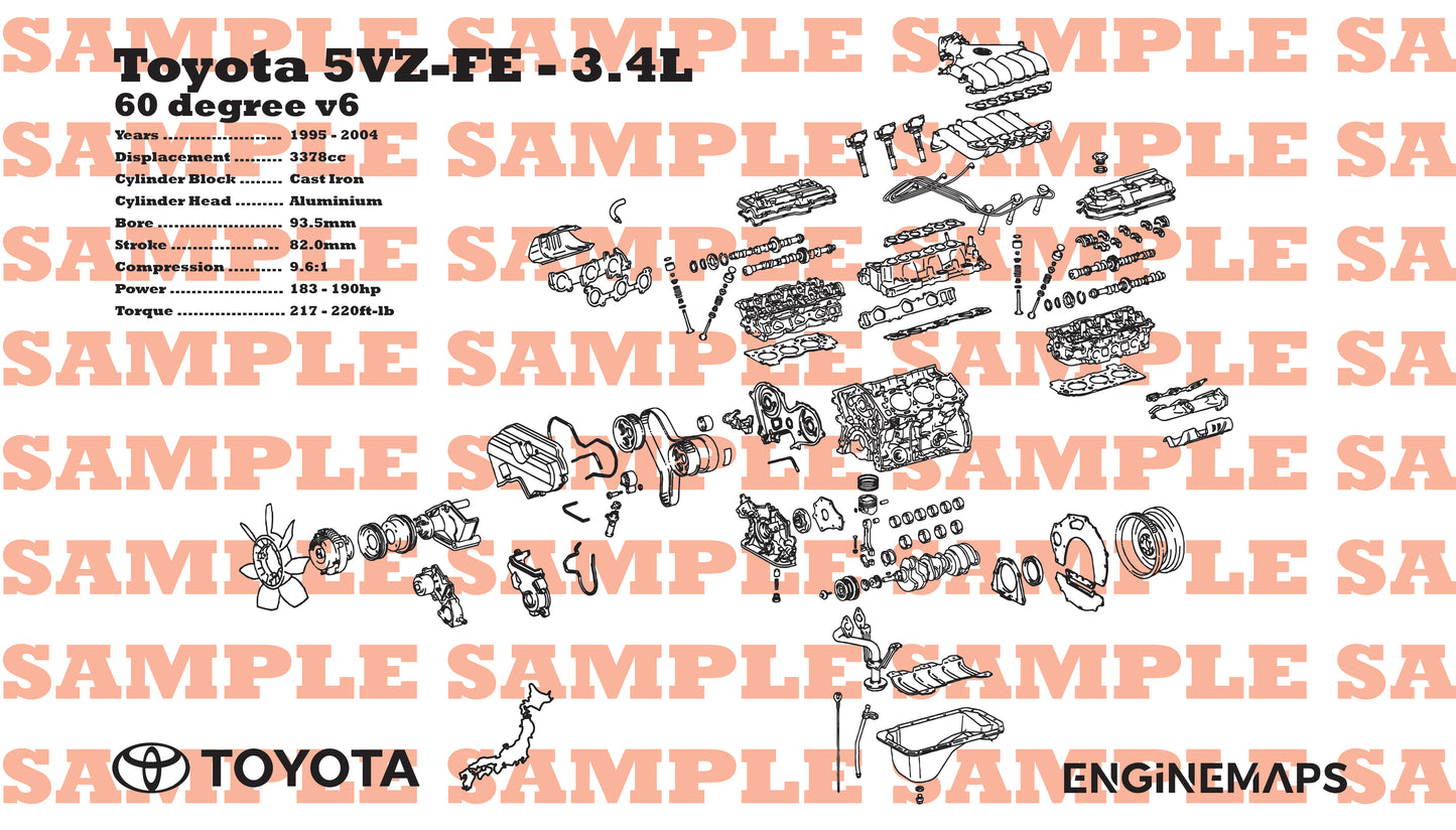 Toyota 5VZ-FE 3.4L Exploded View Banner