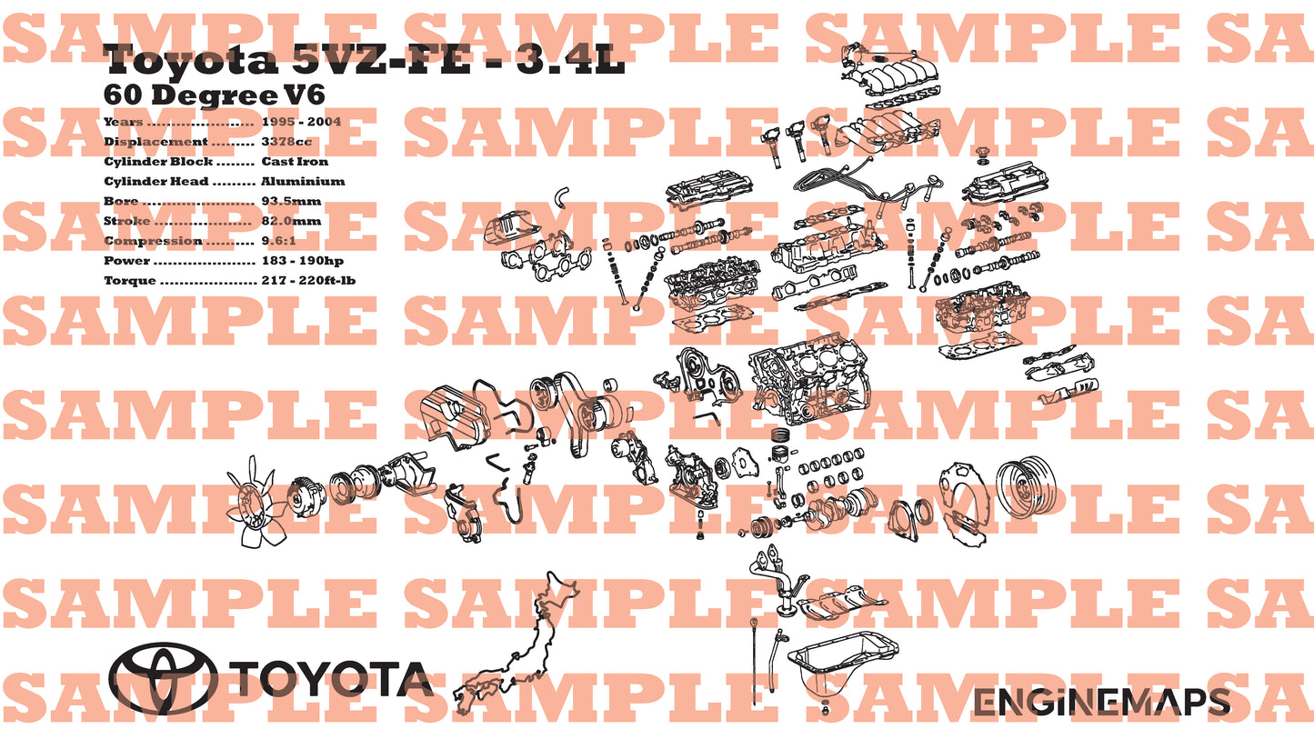 Toyota 5VZ-FE 3.4L Exploded View Banner