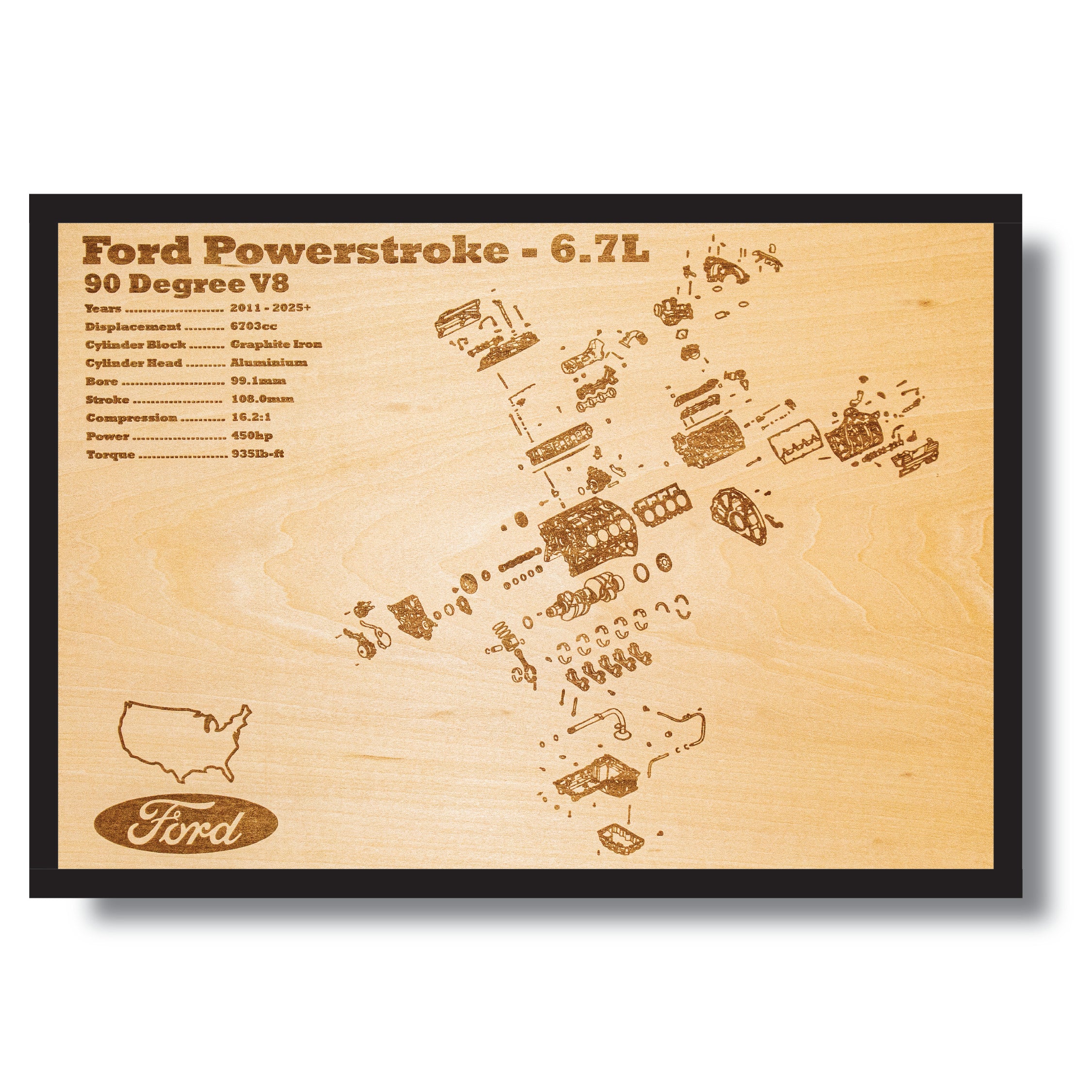 Ford Powerstroke Engine Label Ford Powerstroke 6.7 exploded view poster – EngineMaps