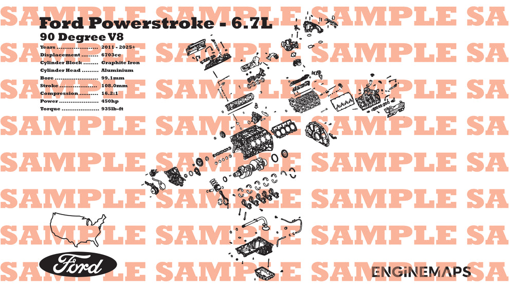 Ford Powerstroke 6.7L exploded view banner – EngineMaps