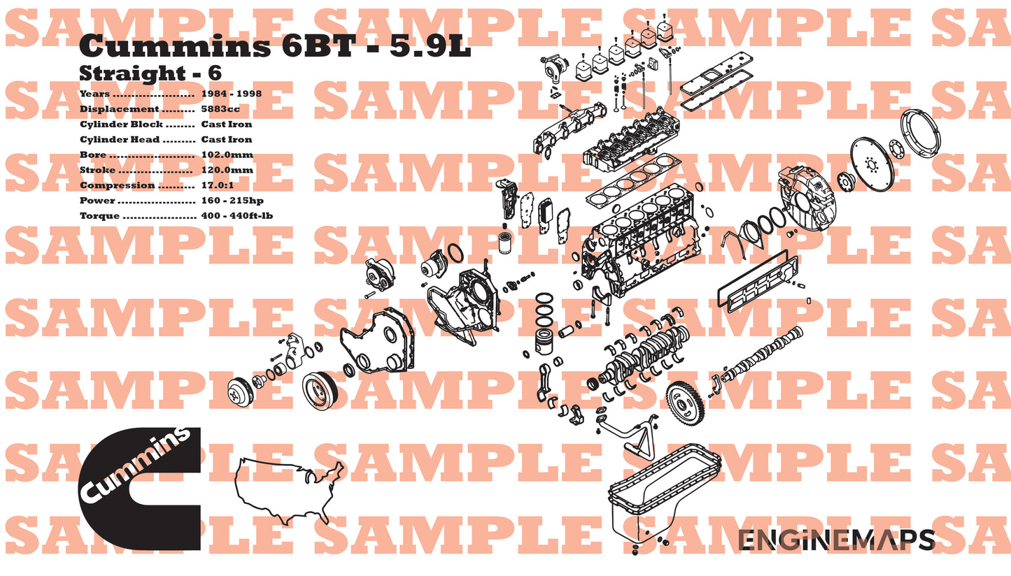 Cummins 6BT 5.9L Exploded View Banner