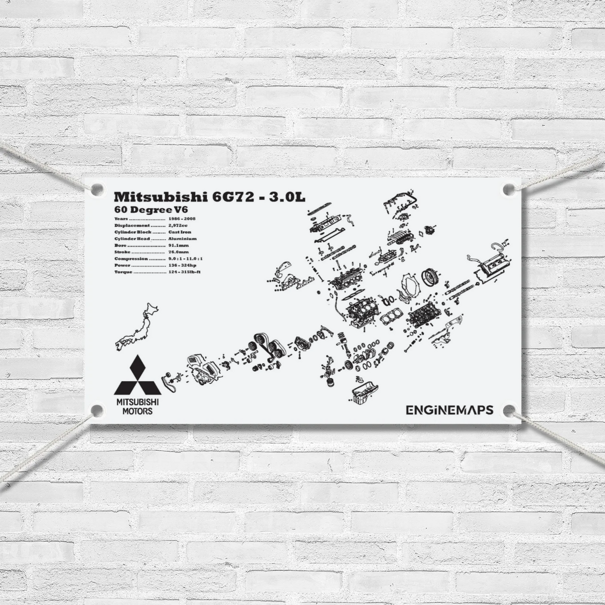 Mitsubishi 6G72 3.0L [DOHC] Exploded View Banner – EngineMaps