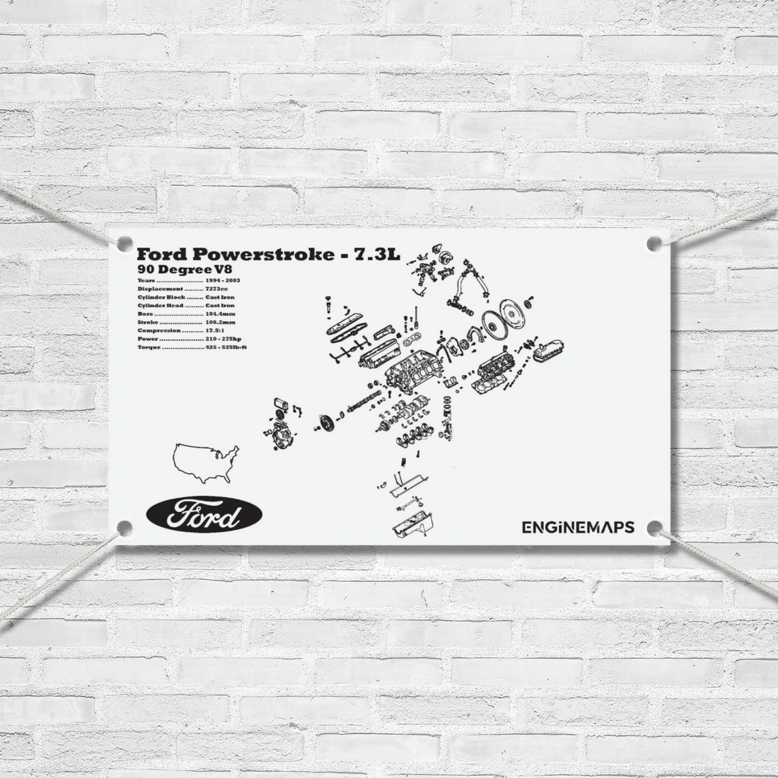 Ford Powerstroke 7.3L exploded view banner – EngineMaps