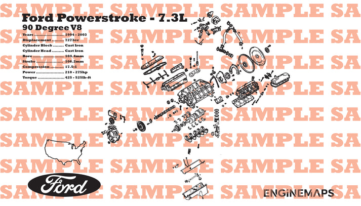 Ford Powerstroke 7.3L exploded view banner – EngineMaps